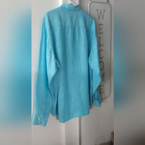 Tommy Bahama mens long Sleeve linen shirt New without Tag light green - Picture 2 of 6